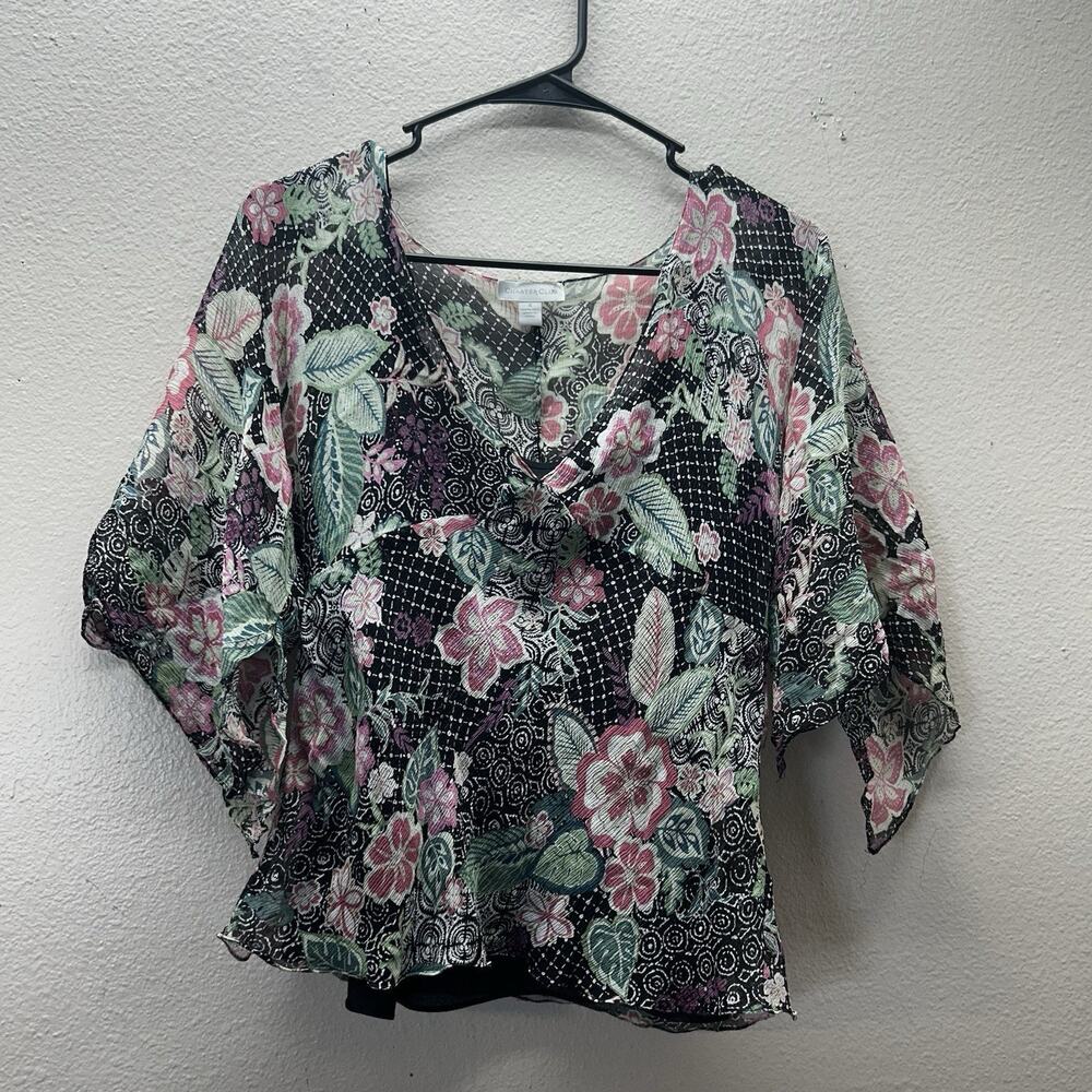 Vintage Y2K Silk Baby Doll Fairy Top Size‎ 8 Chiffon Garden Party Floral Sheer